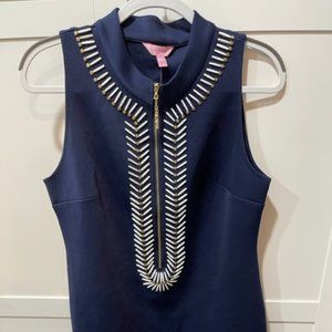 Lilly Pulitzer Navy Scuba Beaded Dress "Opal"